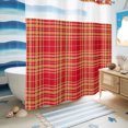 thumbnail image 6 of No Hook Shower Curtain, Buffalo Plaid Shower Curtains for Bathroom with See Through Top Window, Amber Orange Farmhouse Gingham Striped Waterproof & Washable Bath Curtain Standard 72"x72", 6 of 9