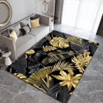 thumbnail image 1 of Black Gold Tropical Plants and Flowers Area Rug, Modern Light Luxury Pattern Rugs Color Long Indoor Non-Slip Washable Carpet,Suitable for Entrance Hall,Living Room,Kitchen(4x5ft, 1 of 7