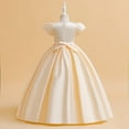 thumbnail image 5 of AUNVITO Girls Satin Party Dress Princess Pageant Performance Elegant Short Sleeve V-Neck Formal Occasion, 5 of 9