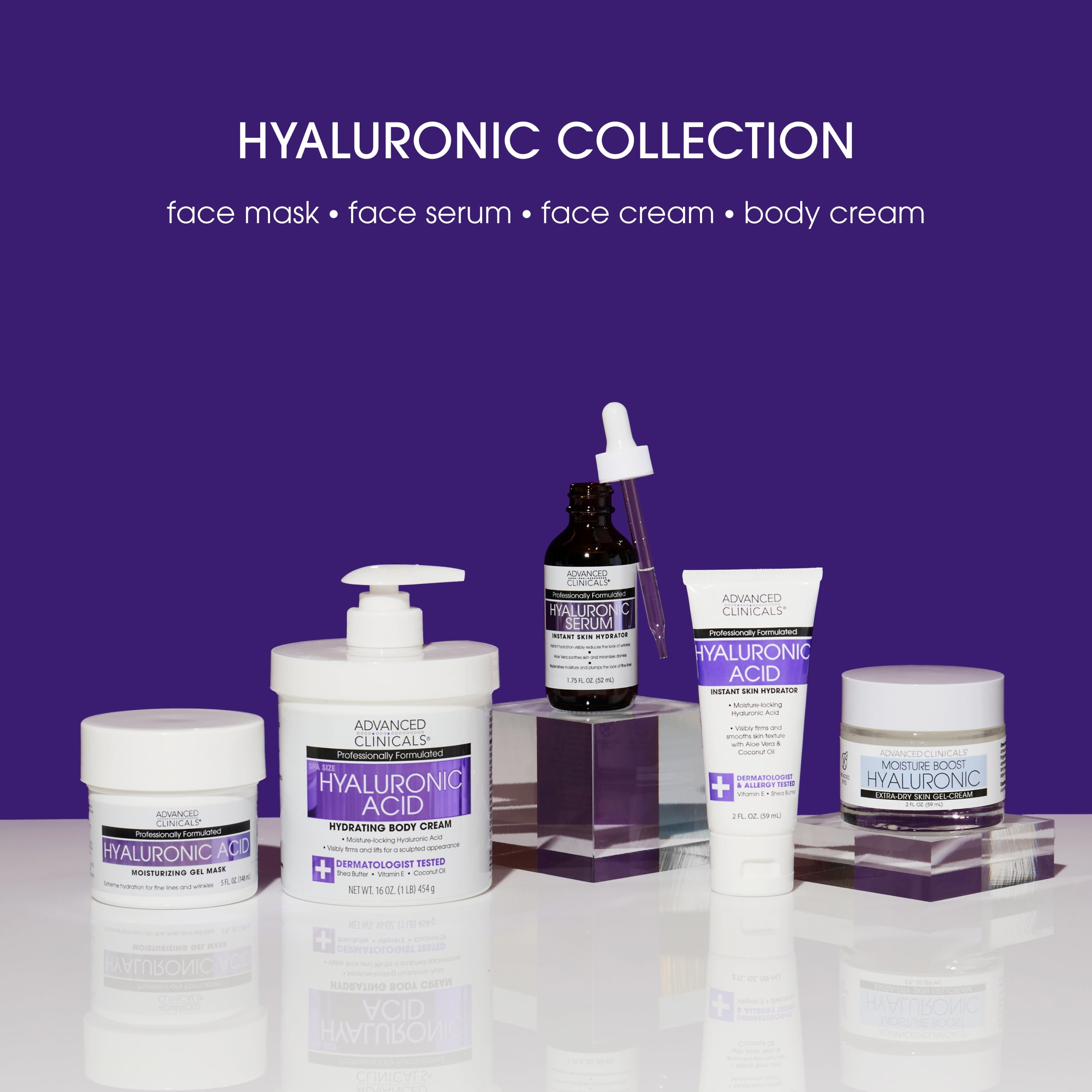 Advanced Clinicals Hyaluronic Acid Body & Face Cream Set of Two 16 fl oz