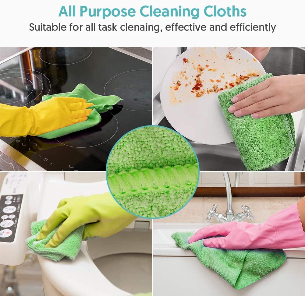 Sugarday Microfiber Cleaning Purpose Cloths Rags Reusable Towels for Housekeeping 12 Pack, Size: 11.4”x6.5”, Multicolor
