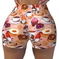 thumbnail image 2 of Daiia Gnomes With Coffee Pattern Women's Workout Shorts Biker Shorts - High Waisted Workout Spandex Tummy Control Gym Running Yoga Shorts-Small, 2 of 8