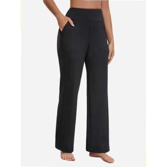 High Waisted Elastic Wide Leg Yoga Pants for Women with Pockets Casual Sportswear Pants
