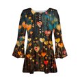 thumbnail image 3 of Floral Print Tops For Womens Summer V Neck Button-Up Tunic Blouses 3/4 Sleeve Shirts Elegant Dressly T-Shirts Trendy Outfits Tee Clothings, 3 of 4