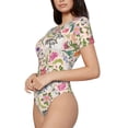 thumbnail image 2 of Naloa Bunny Floral Women's Short-Sleeved Onesie, One-Piece Swimsuit for Parties, dates, clubs - X-Large, 2 of 9
