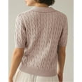 thumbnail image 4 of Sherrylily Women Cable Short Sleeve Sweaters Tops V Neck Knit Casual Pullover Shirt, 4 of 6
