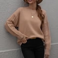 thumbnail image 4 of IROINNID Reduced Womens Sweater Round Neckline Pullover Sweater Solid Color Loose Short Length Long Sleeve Knitting Thick Needle Twisted Rope Sweaters Blouse, 4 of 8