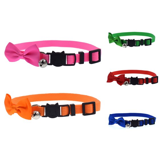 SPRING PARK Cat Collar with Bowknot and Bell, Solid & Safe Collars for Cats, Nylon, Kitty Collars, Pet Collar, Breakaway Cat Collar