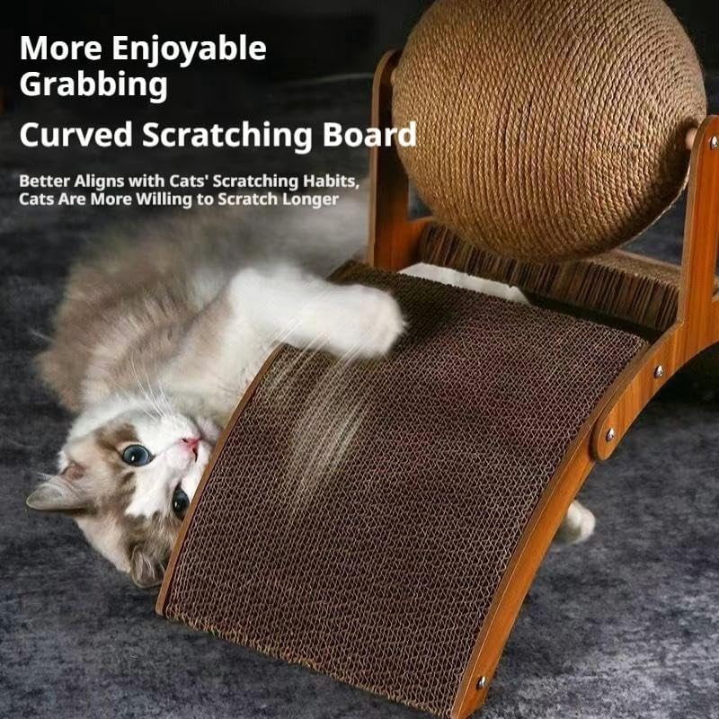 Interactive Cat Scratcher, Cat Scratching Post Design with Arch Bridge Balls-Stylish CatScratching Board, Natural Sisal Scratcher Ball, Fun and Engaging Scratching Post for Exercise