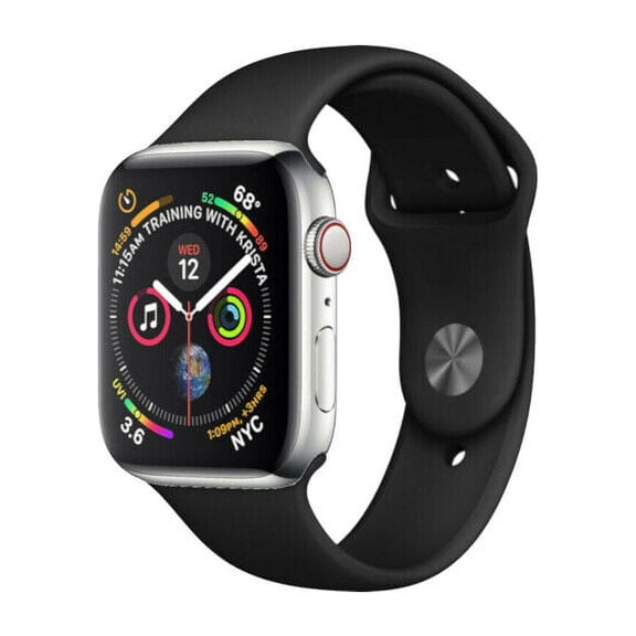Pre-Owned Apple Watch Series 4 GPS Cellular 40 mm Silver Stainless Steel Black Sport Band - Good