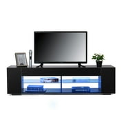 Hommpa LED TV Stand TV Cabinet for TVs up to 65 with Side Bookshelf and 4 Open Shelves Modern Television Media Console Entertainment Center