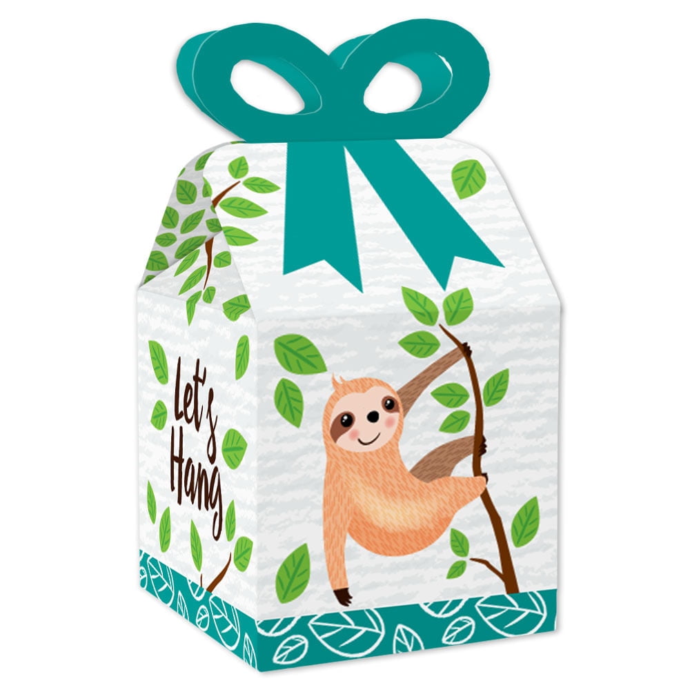 Let’s Hang - Sloth - Square Favor Gift Boxes - Baby Shower or Birthday