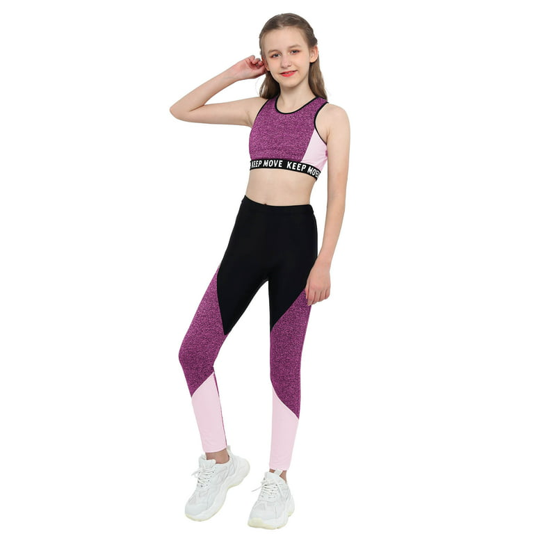 Buy Teen Girls Athletic Active Dance Leggings for Kids Shiny Workout Tight Exercise  Yoga Pants Black 8 at