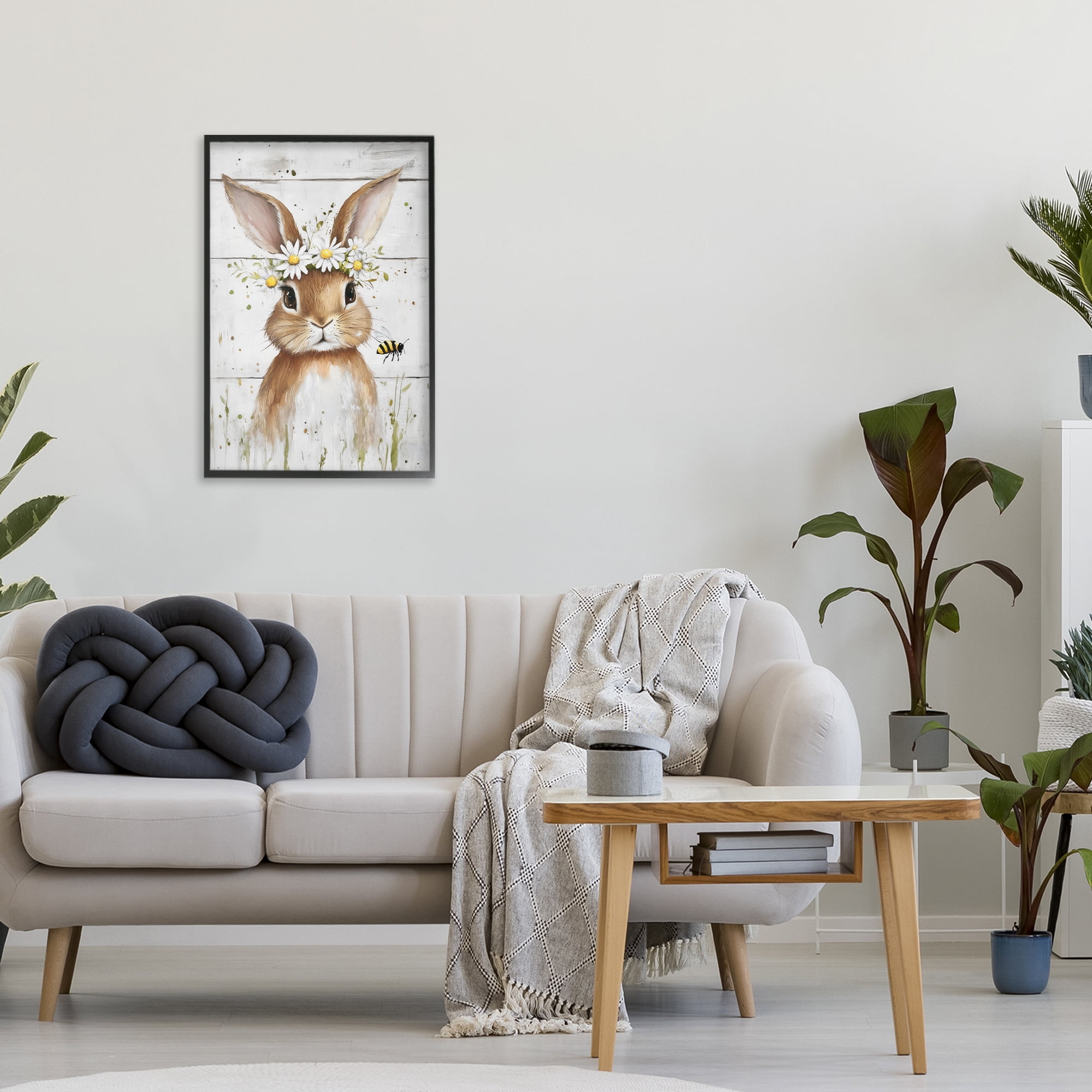 Stupell Industries The Bunny & The Bee Black Framed Giclee Art, design by Tina LeCour