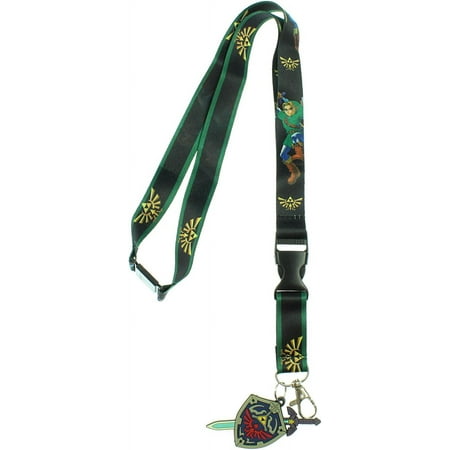 The Legend Of Zelda Lanyard With 3D Rubber Shield Keychain And Clear ID Holder
