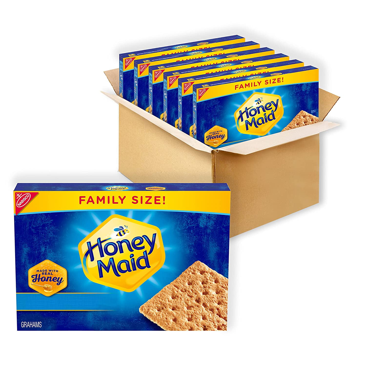 Honey Maid Honey Graham Crackers, Family Size, 6 25.6 oz Boxes