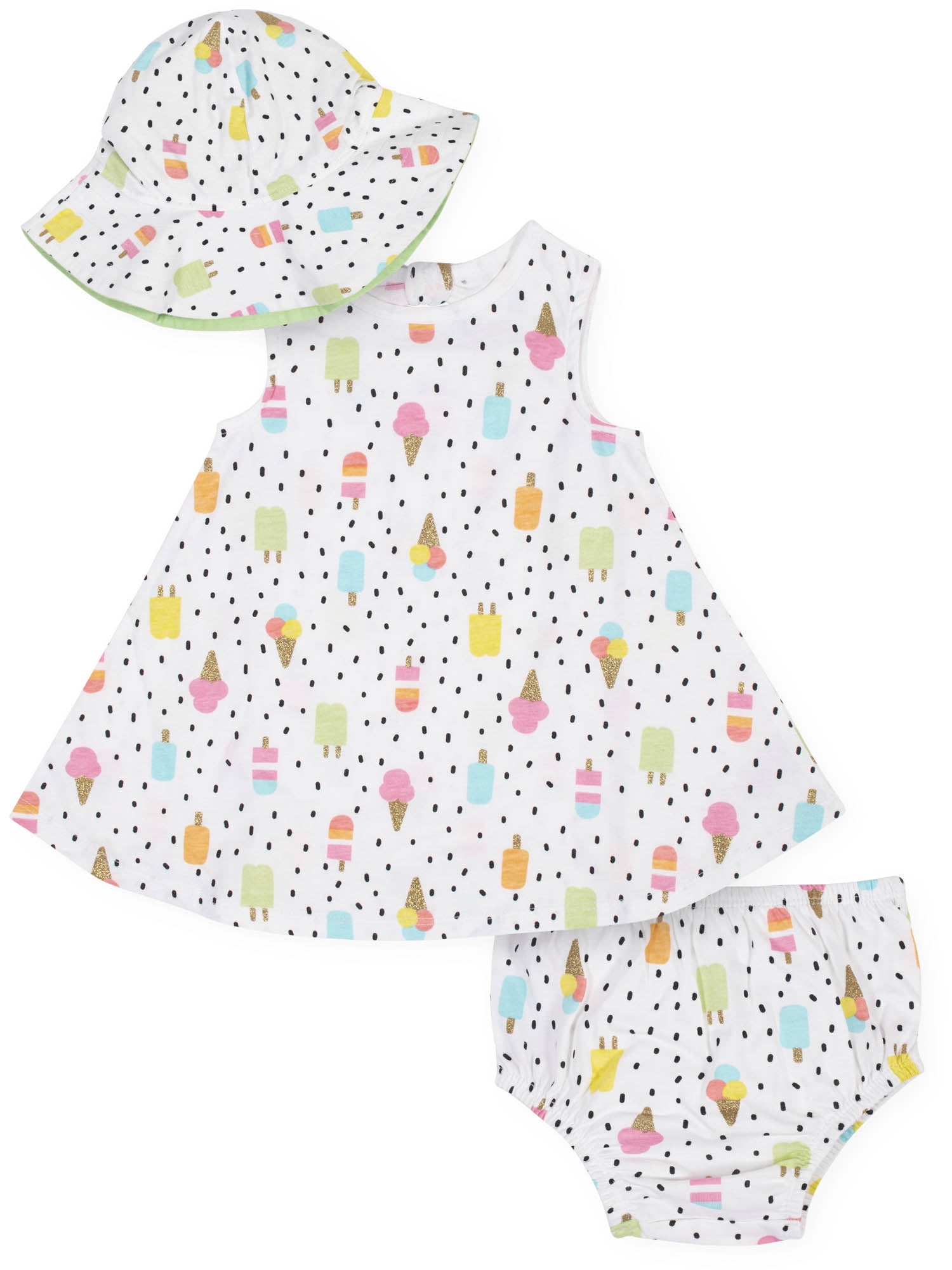 Gerber Baby Girls 3-Piece Sundress Diaper Cover and Hat Set