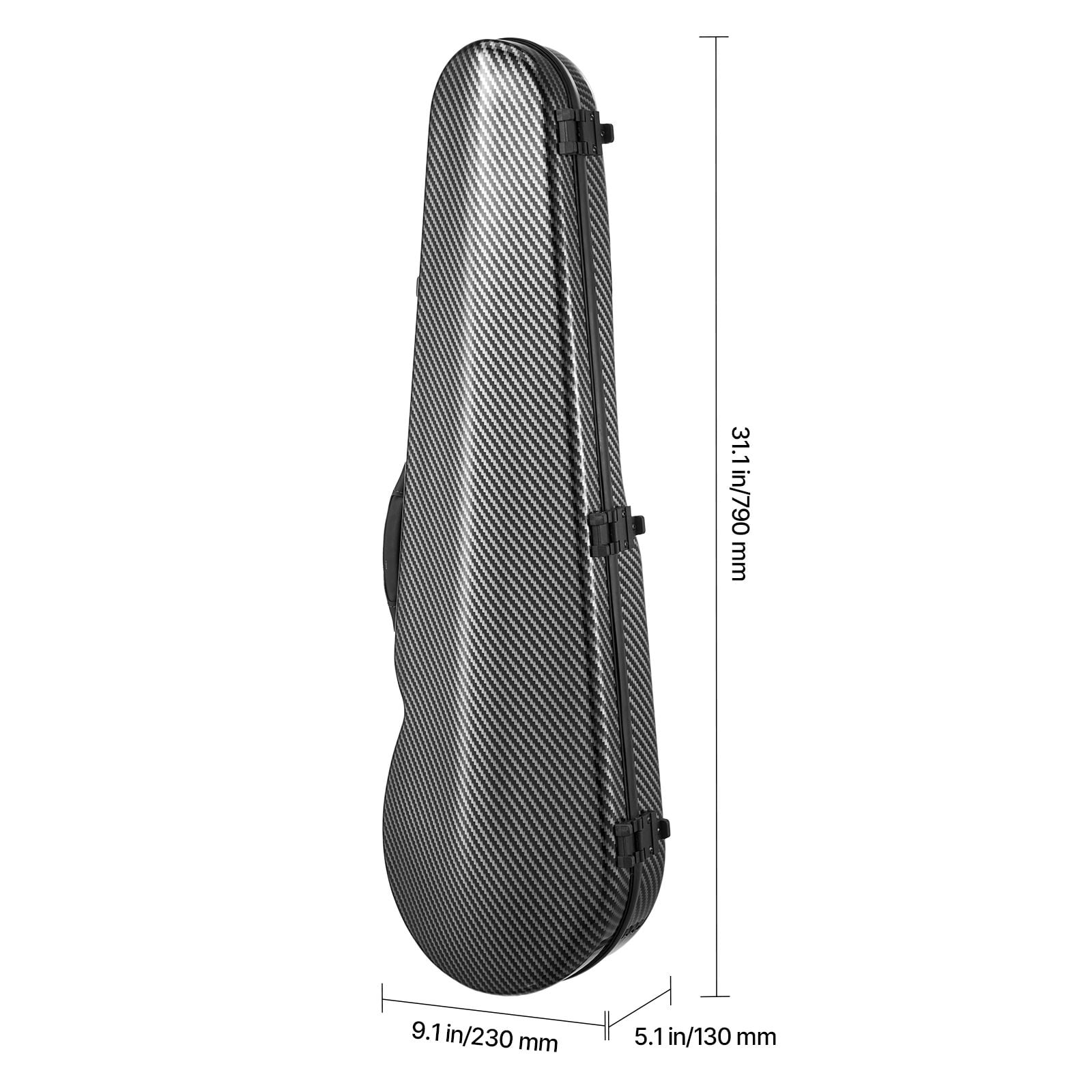 4/4 Full Size Violin Case, Built-in Hygrometer, Lightweight Portable Travel Carrying Bag, with Plush Lining, Dual Shoulder Straps, Anti-Scratch, Professional Triangular Shape, for Violin, Black