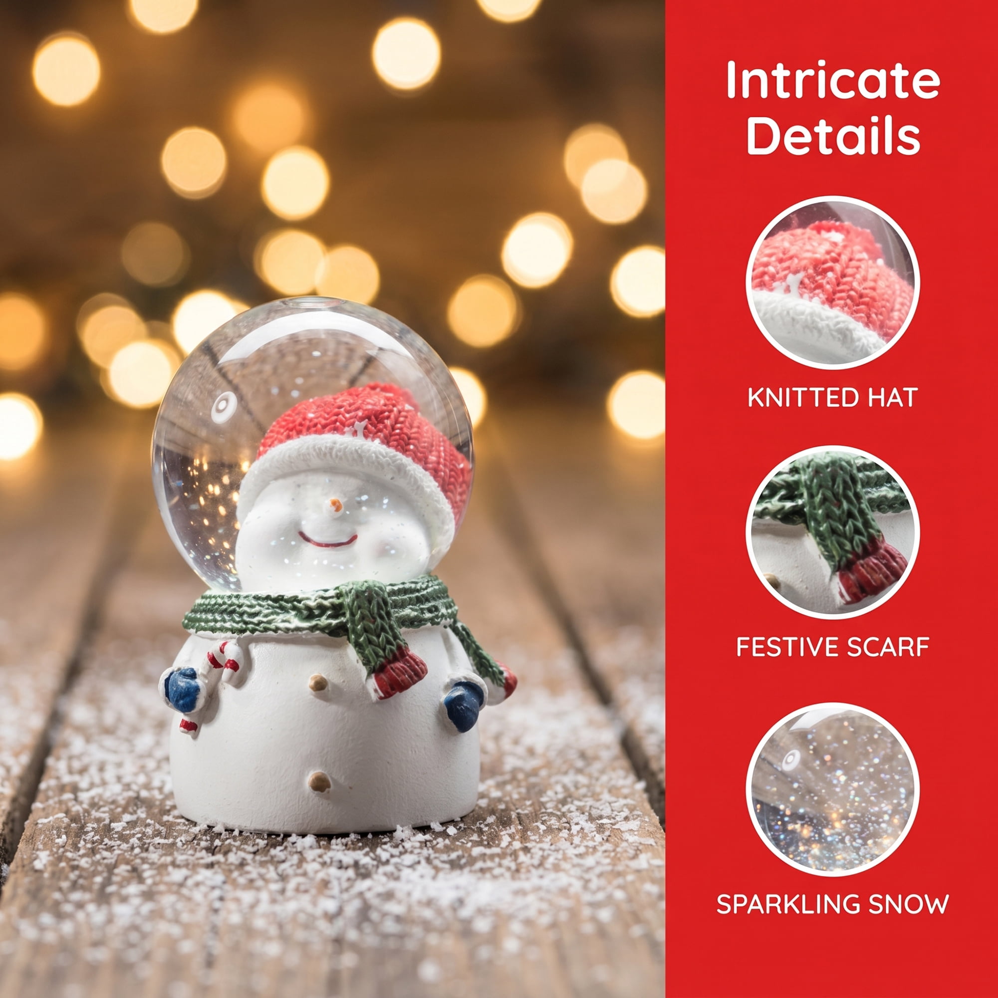 Unique Bargains Light Up Crystal Ball LED Glitter Snow Globe White A 1.8" x 1.8" x 2.7"