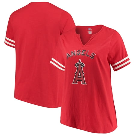 Majestic Angel Fish - Women's Majestic Red Los Angeles Angels Decisive Moment V-Notch T-Shirt