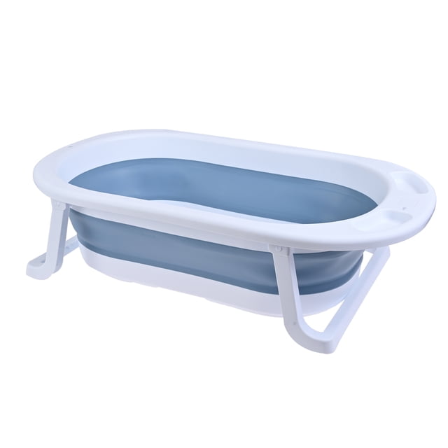 Bañera Bebé Plegable Tina Baño Con Cojin Casa Viaje Portatil Azul