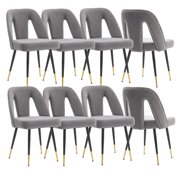 Velvet Dining Chairs, Contemporary Dining Room Chairs with Metal Legs, Accent Chairs Side Chairs Reading Chairs for Living Room Kitchen Home Bedroom (Set of 8)