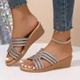 thumbnail image 4 of HBGVBA Womens Summer Slippers Rhinestone Thick Sole Wedge Heel Summer Comfortable Versatile Casual Stylish Shoes 36, 4 of 4