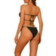 thumbnail image 3 of INSPIRAR CHIC Conjuntos de Bikini de Ropa de Mujer con Volantes y Pliegues, 2 Piezas, Bikini de Corte Alto con Lazo Lateral, Trajes de Baño Talla X-Large Negro, 3 of 5