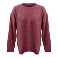 thumbnail image 5 of WTXUE Women's Tunic Sweaters Oversized Lightweight Casual Loose Long Sleeve Crewneck Pullover Tops Cable Knit Curved Sweaters Fall Outfits Bottom Sweater Wine M, 5 of 8