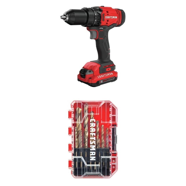 Kit de taladro/destornillador inalámbrico Craftsman V20 CMCD700C1 con 14 piezas