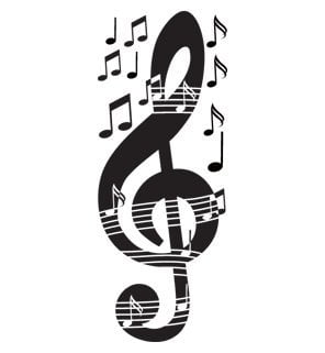 Music Notes With Treble Key Wall Decal Musical Notes Wall Sticker Treble Clef Vinyl Wall Art Music Home Decor Music Staff Wall Mural 2533 8in X 20in Golden Yellow