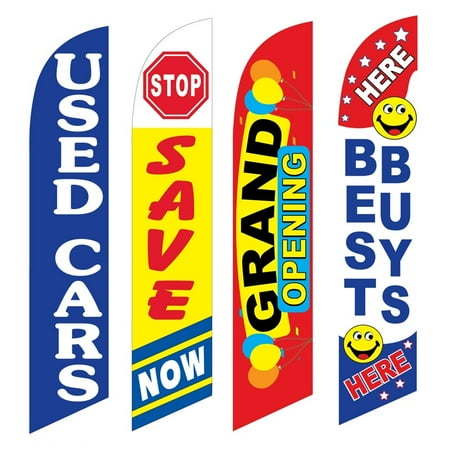 4 Advertising Swooper Flags Used Cars Save Now Grand Opening Best Buy Here