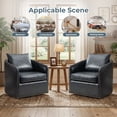 thumbnail image 6 of Bonzy Home 360° Swivel Accent Chair Set of 2 with Throw Pillow, Mid Century Faux Leather Modern Armchair, Swivel Barrel Chair for Living Room Bedroom, Navy, 6 of 10