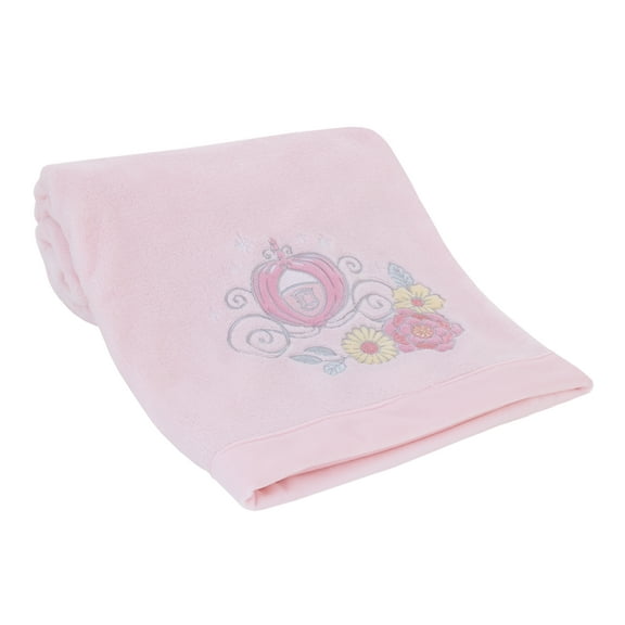 Disney Sweet Princess Pink Plush Appliqued Baby Blanket