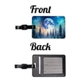 thumbnail image 4 of Fantasy Sci-fi World Moon Rising Over Forest Faux Leather Travel Luggage Tag, 4 of 7
