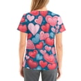 thumbnail image 5 of Womens Valentine Day Scrubs V Neck Short Sleeve Cute Workwear Love Heart Print Plus Size Medical Nurse Uniform with Pockets Blue 4XL, 5 of 5