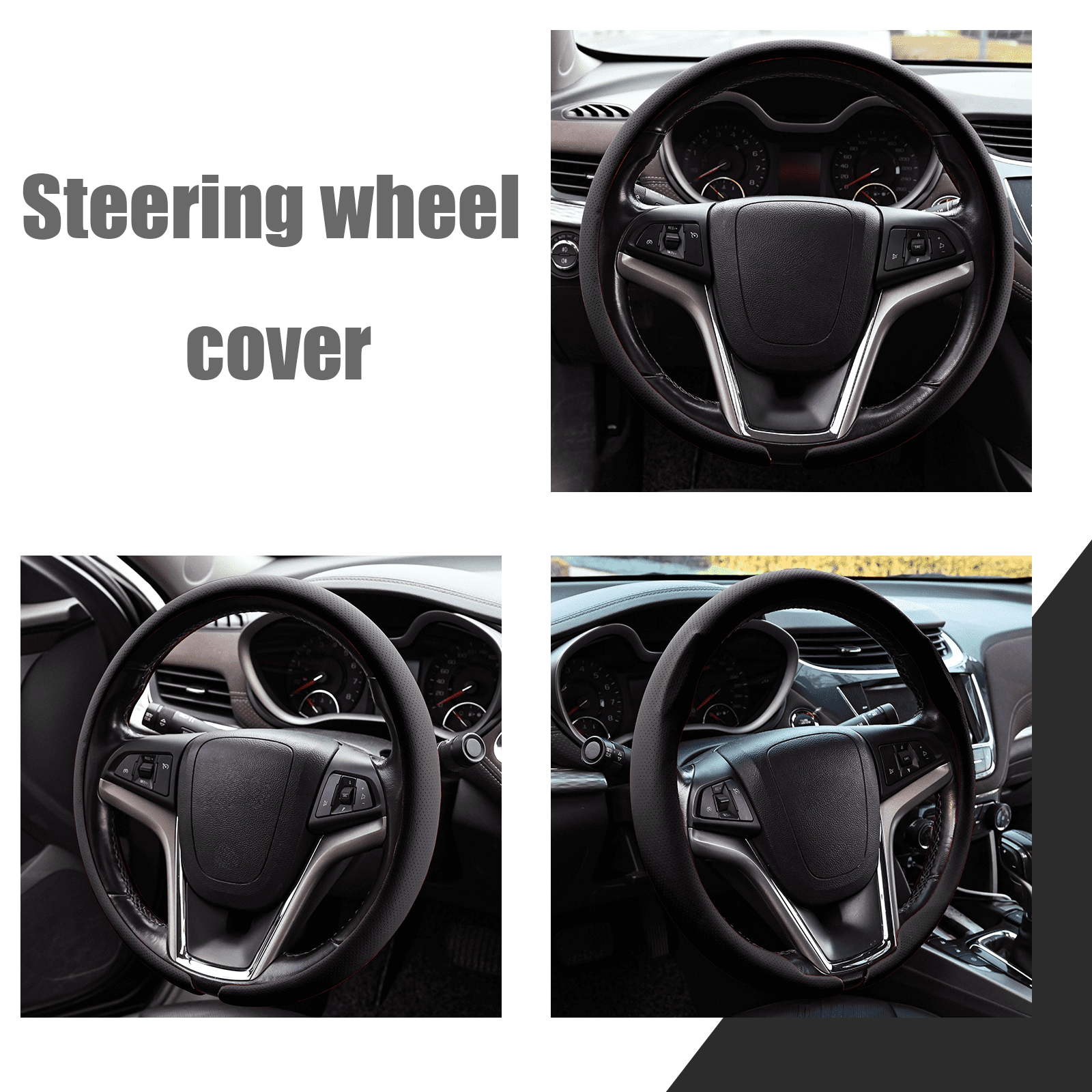 Slim Nappa Leather Steering Wheel Cover Ultra-Thin Design, Breathable, Non-Slip for Comfortable Grip - Universal Fit for 14.5-15 Inch Wheels