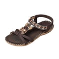 thumbnail image 3 of BRGZLK Sandals Women Versatile Plus Size Shoes Summer Flats Bohemian Rhinestone Slip On Open Toe Sandals Dressy Comfortable Elastic Ankle Strap Casual Slingback Beach Vacation Walking Sandal, 3 of 7