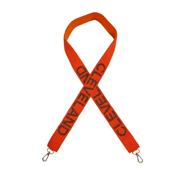 Lashicorn Cleveland Orange Beaded Purse Strap Brown Letters 49 Pro Football Stadium Approved Clear Bag Browns Gold Hardware Sports Ohio North