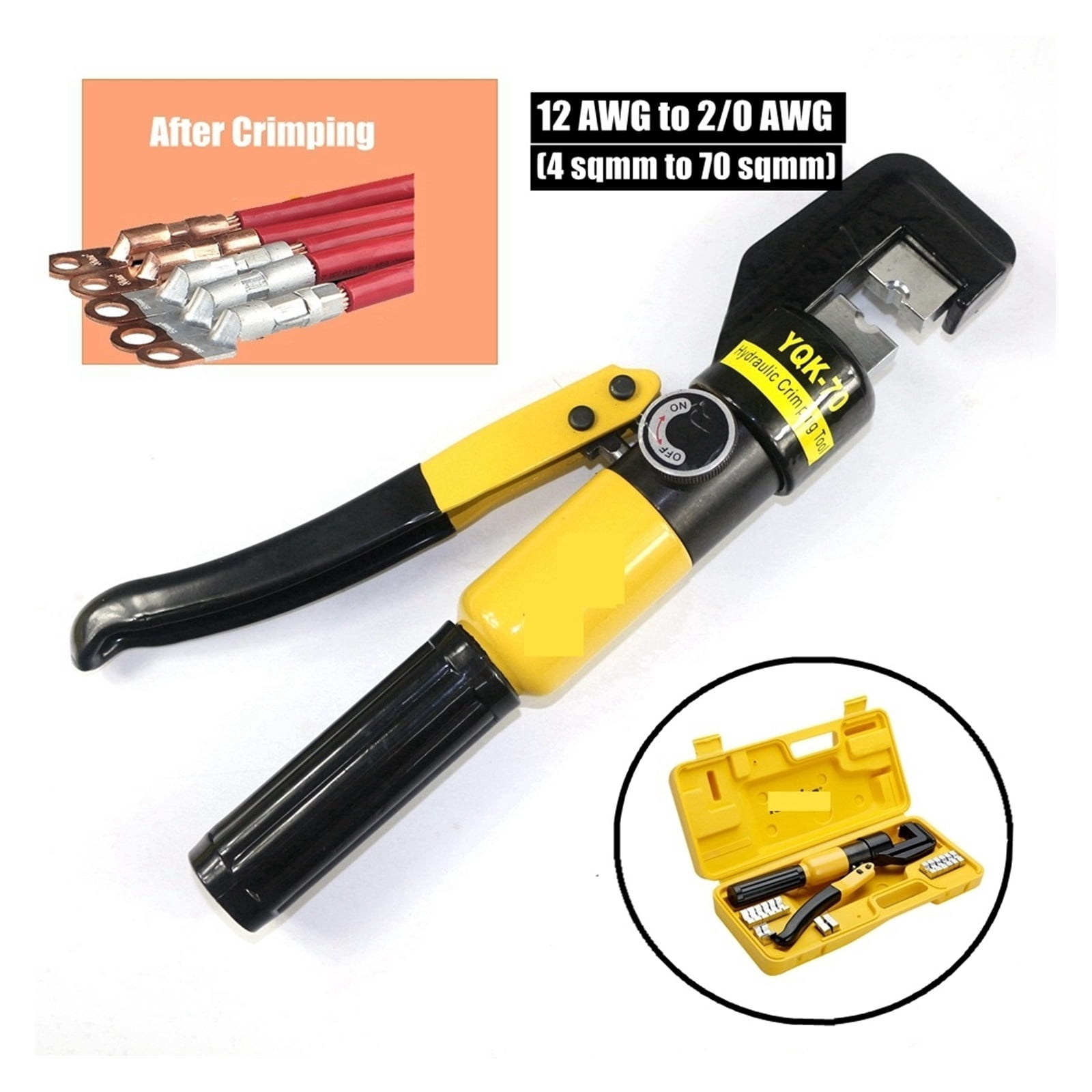 YQK-70 6T Hydraulic Crimping Tool Kit, W/ 8 Dies+Carry Case For Wire Lug Cable 4-70mm
--------
,Super Fast Cutting Speed