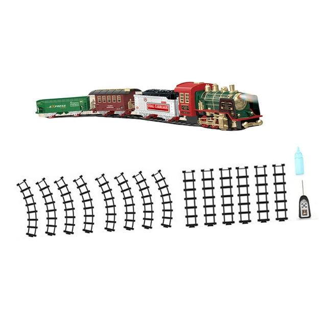 Juego de tren eléctrico, locomotora, motor, vías, tren, juguetes, tren de juguete navideño para niños de 3, 4, 5 y 6 años, regalos de Navidad Estilo A