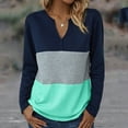 thumbnail image 2 of MIUOWANP Women's Fashion Hoodies & Sweatshirts Plus Size Oversized Long Sleeve Round-Neck Color Block For Girls Light Weight Soft With Pockets Shirts Green M, 2 of 5