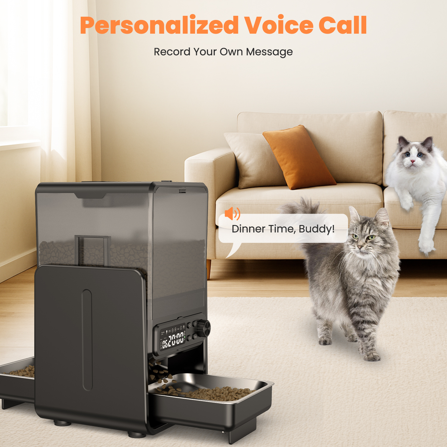 U-Comso Automatic Cat Feeder Dual Bowls Stainless Steel photo 8