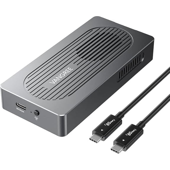 VANGREE 80Gbps M.2 NVMe SSD Enclosure with Cooling Fan, Compatible with Thunderbolt 5/4/3/USB4 V2.0, Backward Compatible with USB 3.2/3.1/3.0, Support B M M-Key 8TB NVMe SSD, Works with Mac M4 Pro