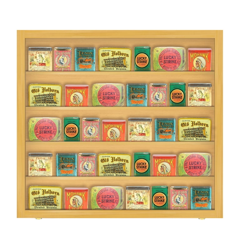 tobacco tin display Tobacco Tin Display Case, Size: 38 x 34.5 x 2.25, Brown