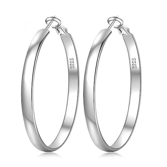 Large Sterling Silver Hoop Earrings for Women - Hypoallergenic Chunky Hoops, 925 Silver Big Hoop Earrings for Everyday Wear, Gift Ready