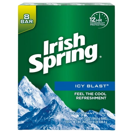 (2 pack) Irish Spring Icy Blast, Refreshing Bar Soap, 3.7 Ounce, 8 Bar