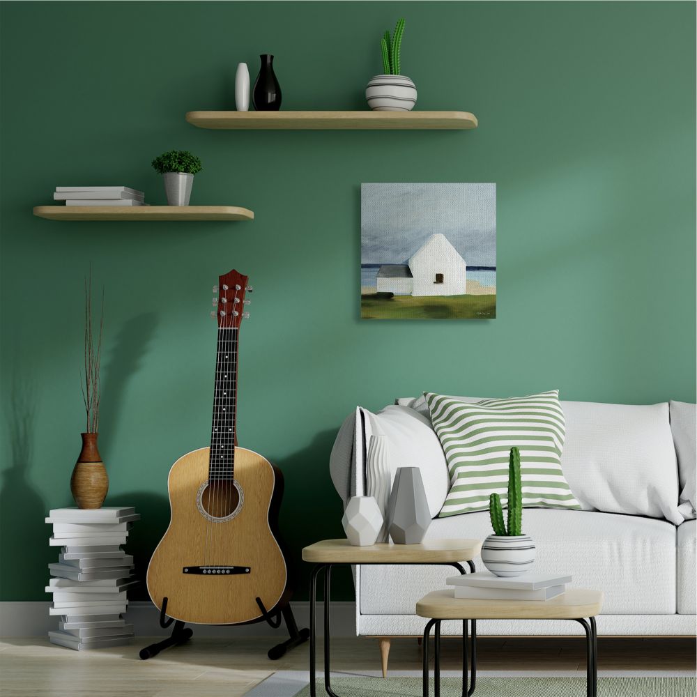 Stupell Industries White Cape Cottage Under Grey Sky Watercolor Canvas Wall Art Design by Stellar Design Studio, 24" x 24"