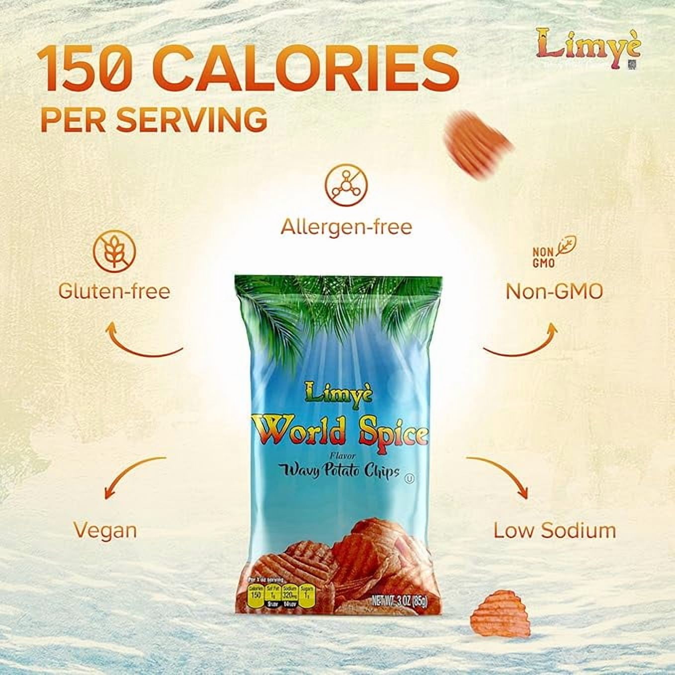 Limyè Potato Chips Variety Pack - Bud Naked, World Spice, Sweet Heat BBQ Flavors - Kosher Certified, Allergen-Free, Vegan, Gluten-Free, Combo Pack of 3 Flavors 3 Oz, 12 Pack