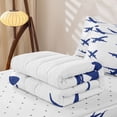 thumbnail image 5 of Erosebridal Simple Blue Aircraft Zipper Full Size Comforter Sets with Fitted Sheet and 2 Pillowcases for Boys Men, Airplane Outline Print Zipper Bedding Set, Reversible, 4 Pieces, 5 of 7